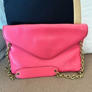 J Crew Leather Pink Envelope shoulder bag or clutch
